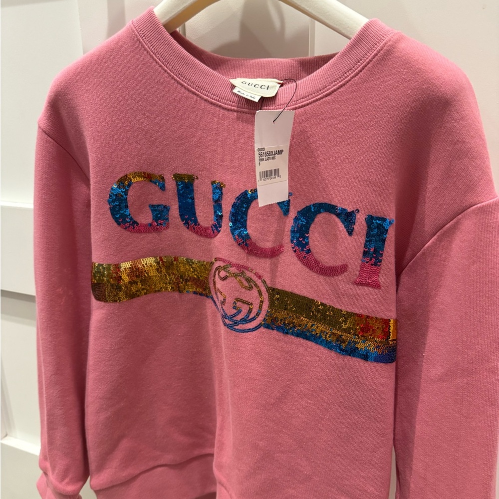 Gucci Pink Sweatshirt with Multicolor Logo